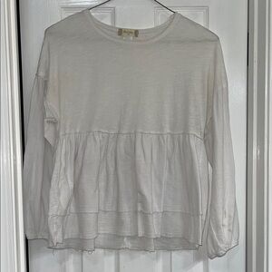 Altar'd State White Tiered Peplum Sweatshirt